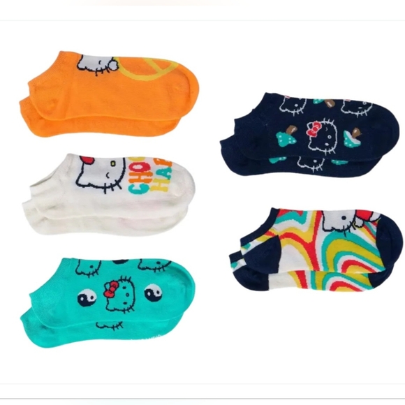 Sanrio Accessories - NWT Sanrio Hello Kitty 5-Pair Sock Set ~ Ladies Shoe Size 4-10~ Choose Happy